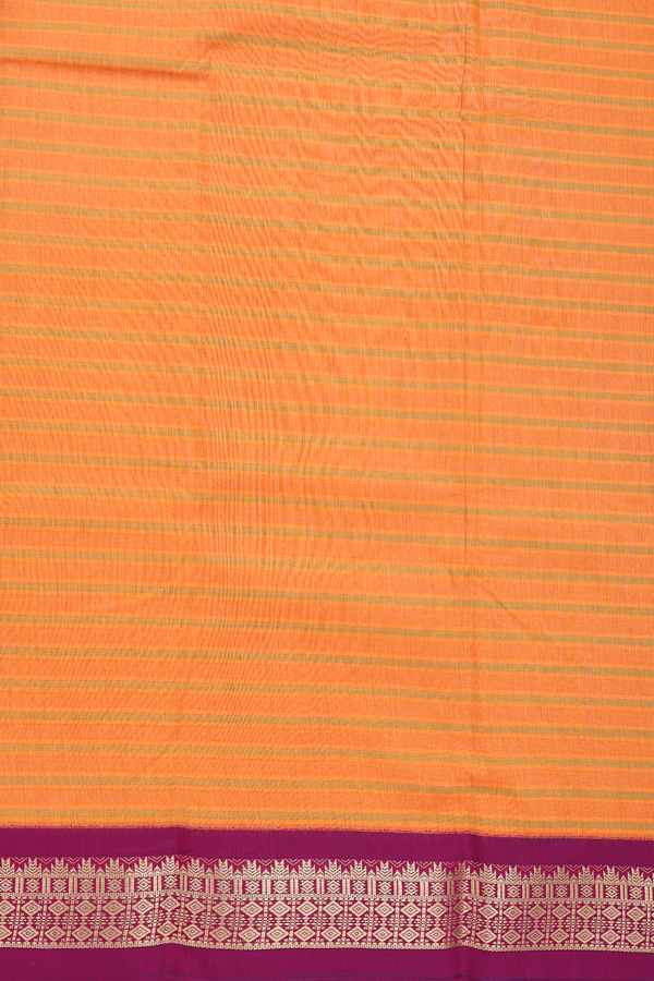 Apoorva Cotton Saree In Royal Orange With Stripes Design