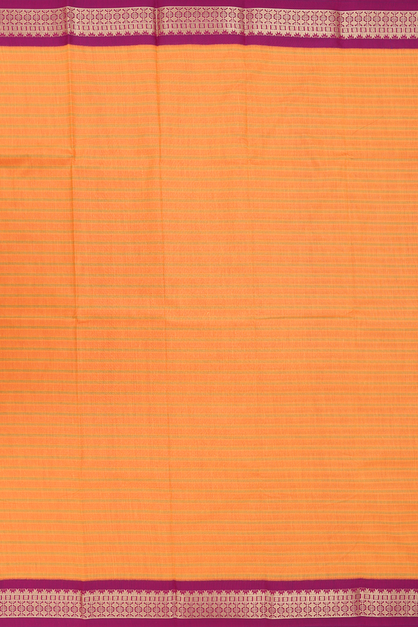 Apoorva Cotton Saree In Royal Orange With Stripes Design