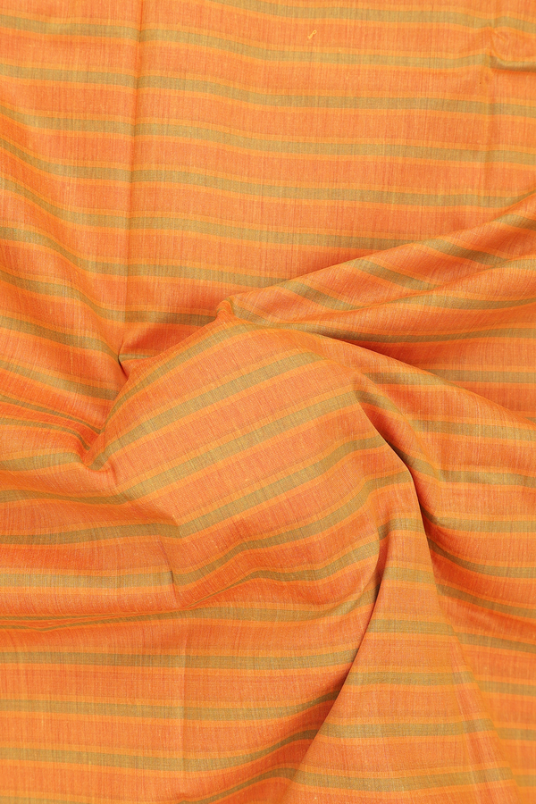 Apoorva Cotton Saree In Royal Orange With Stripes Design