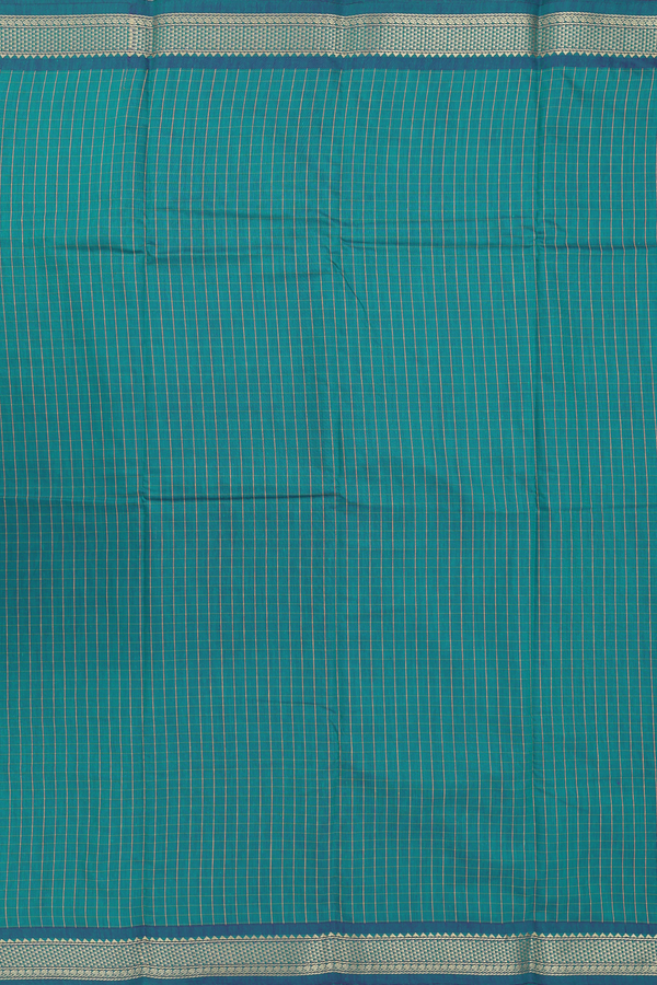 Apoorva Cotton Saree In Pine Green With Checks Design