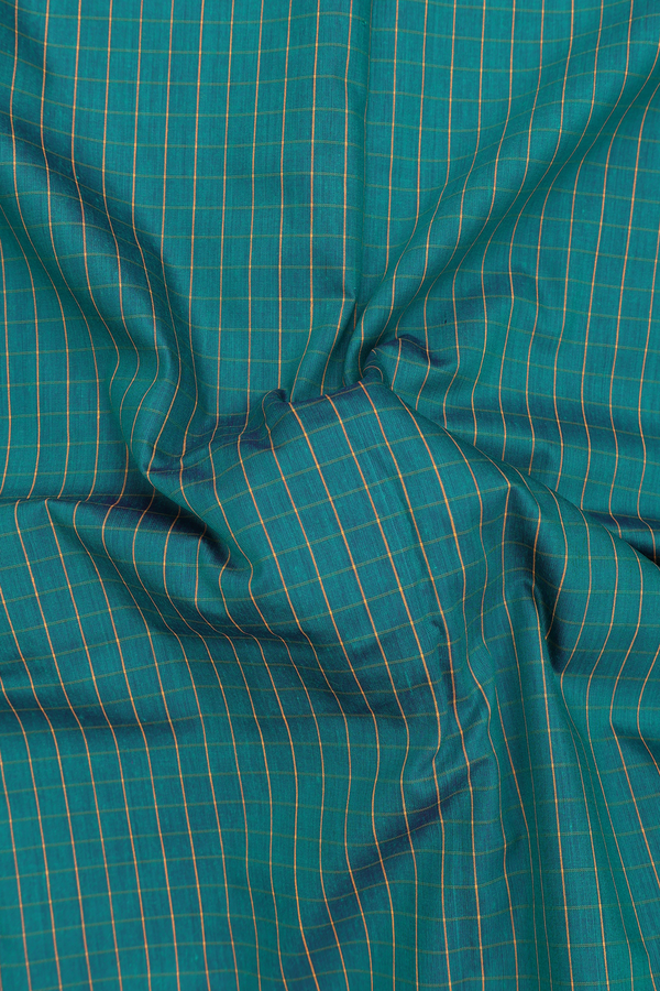 Apoorva Cotton Saree In Pine Green With Checks Design