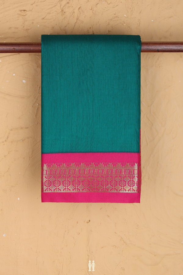 Apoorva Cotton Saree In Teal Green With Contrast Border