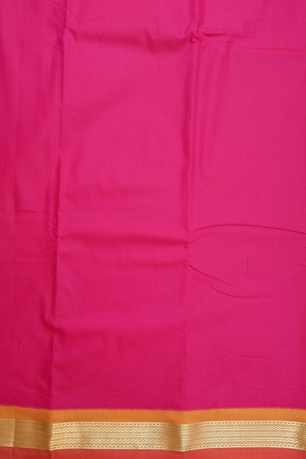 Apoorva Cotton Saree In Rani Pink With Contrast Border
