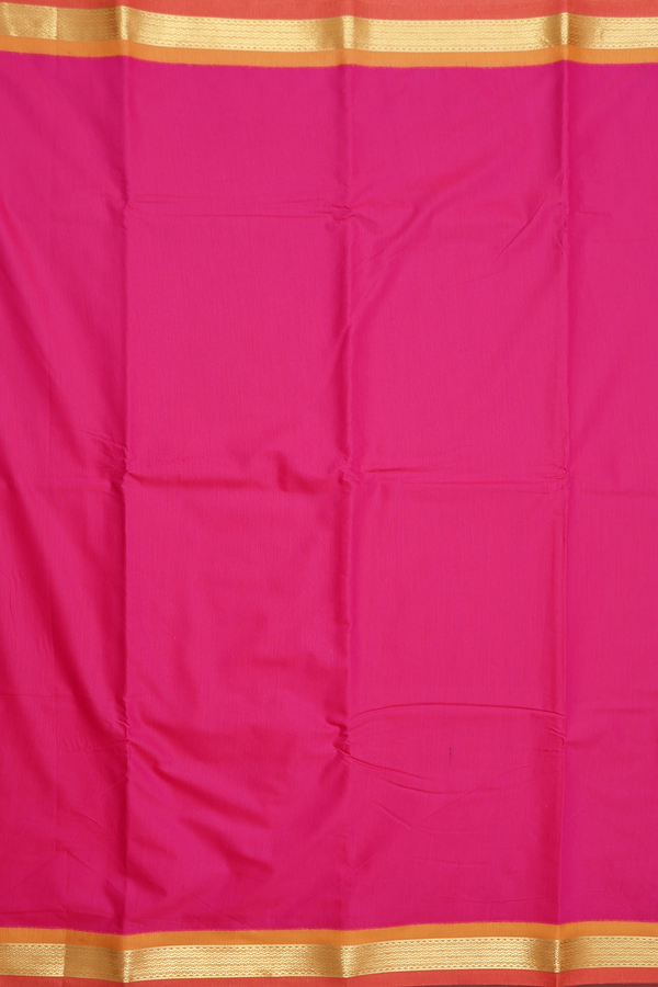 Apoorva Cotton Saree In Rani Pink With Contrast Border