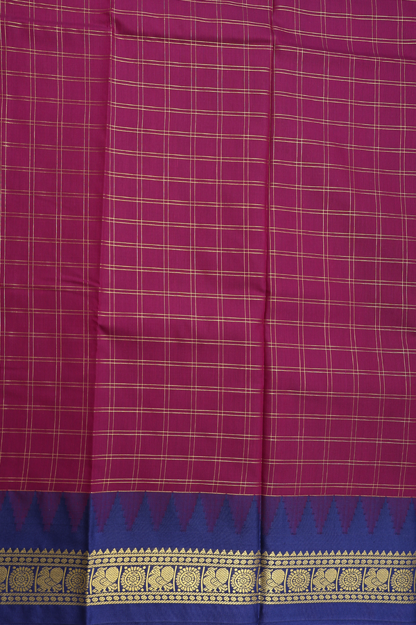 Apoorva Cotton Saree In Berry Purple With Checks Design