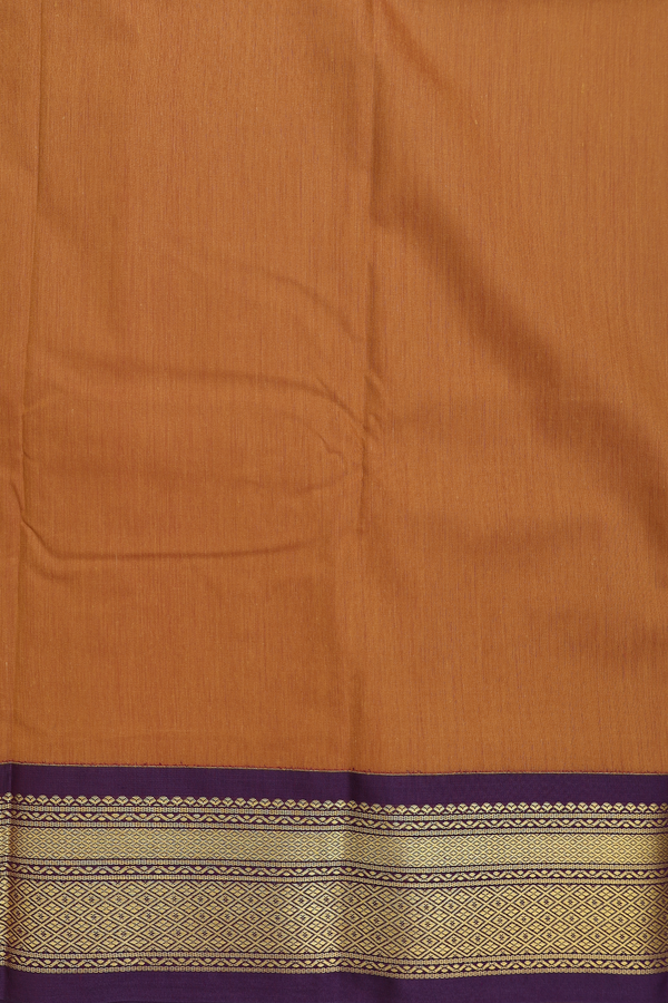Apoorva Cotton Saree In Orange With Zari Buttas