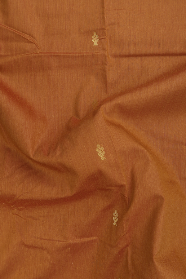 Apoorva Cotton Saree In Orange With Zari Buttas