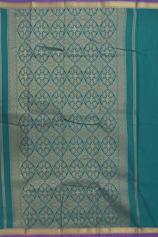 Apoorva Cotton Saree In Teal Blue With Paisley Buttas