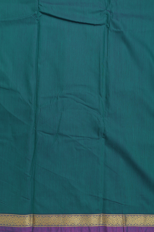 Apoorva Cotton Saree In Teal Blue With Paisley Buttas