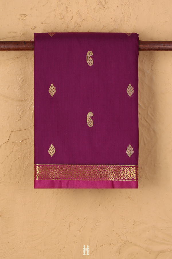 Apoorva Cotton Saree In Grape Purple With Paisley Buttas