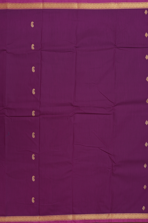Apoorva Cotton Saree In Grape Purple With Paisley Buttas