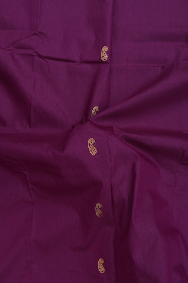Apoorva Cotton Saree In Grape Purple With Paisley Buttas