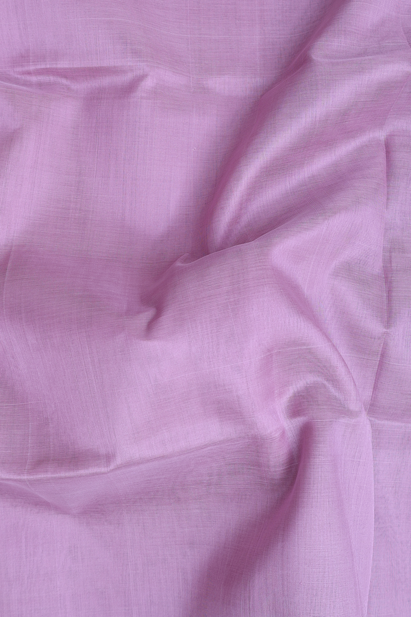 Silk Cotton Saree In Dusty Purple With Rudraksh Border