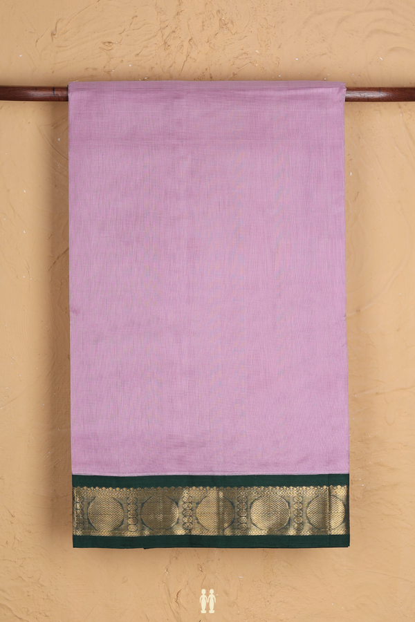 Silk Cotton Saree In Dusty Purple With Rudraksh Border