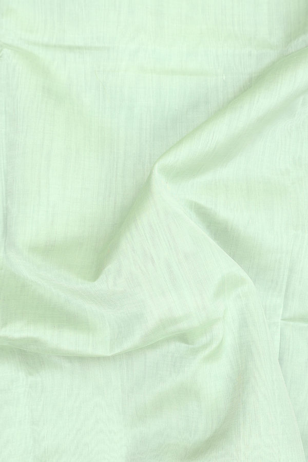 Silk Cotton Saree In Light Green With Contrast Border