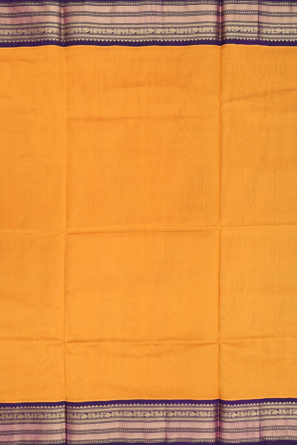 Silk Cotton Saree In Honey Orange With Contrast Border