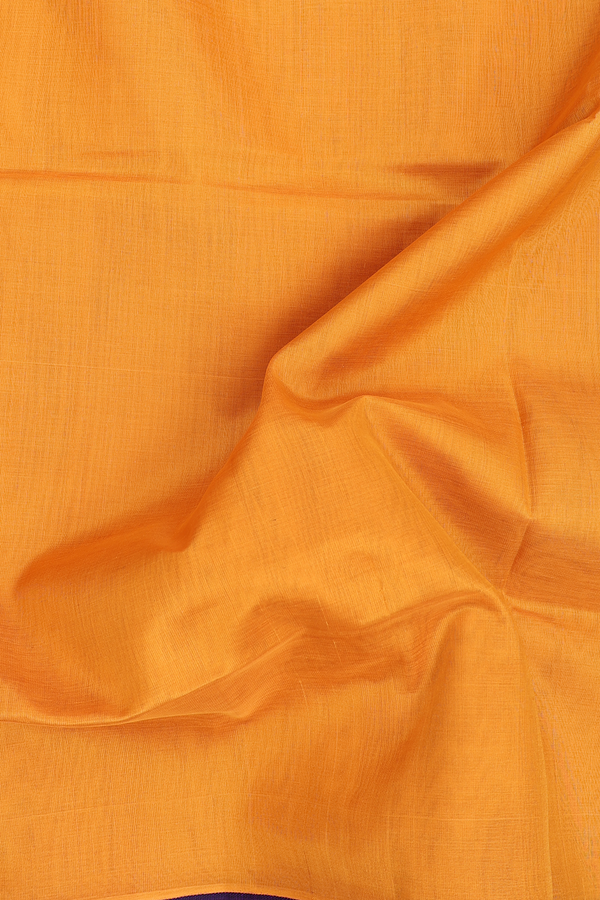 Silk Cotton Saree In Honey Orange With Contrast Border