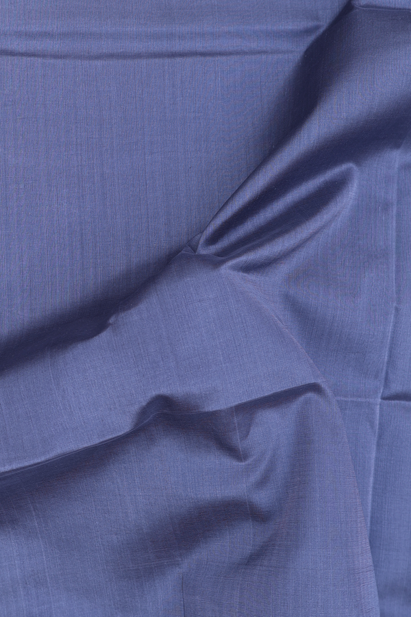 Silk Cotton Saree In Pigeon Blue With Contrast Border
