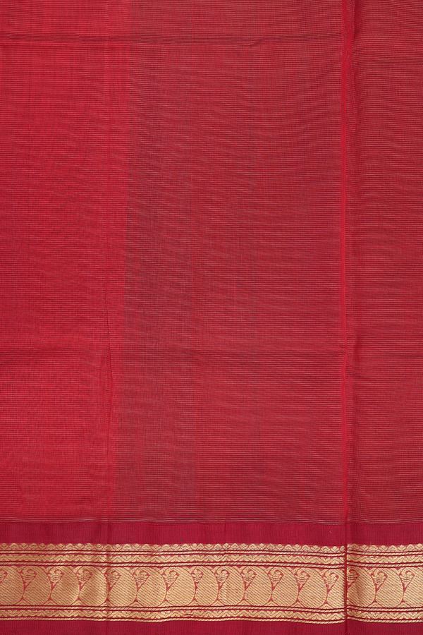 Traditional Silk Cotton Saree In Green With Paisley Buttas