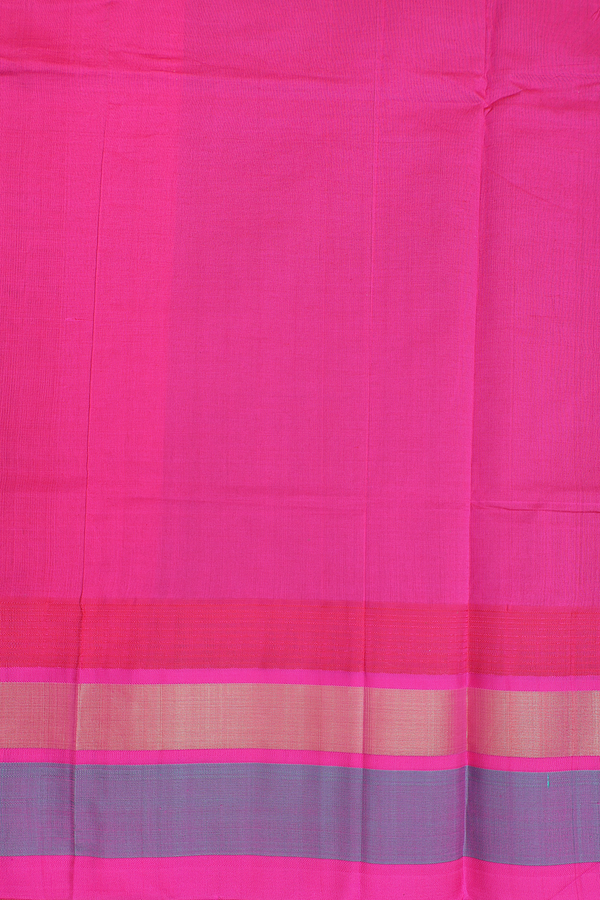 Silk Cotton Saree In Forest Green With Contrast Border