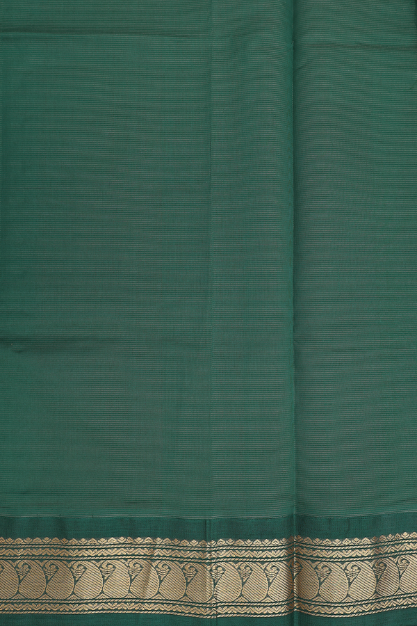 Traditional Silk Cotton Saree In Green With Stripes Design