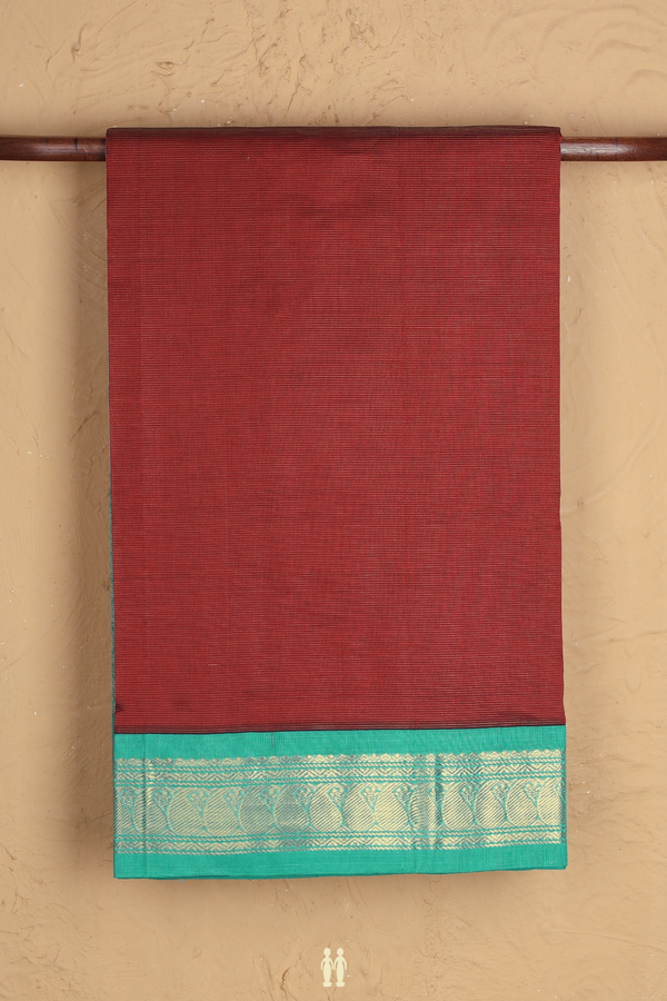 Traditional Silk Cotton Saree In Red With Contrast Border