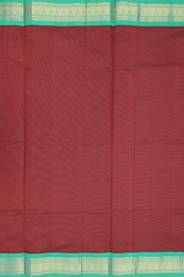 Traditional Silk Cotton Saree In Red With Contrast Border