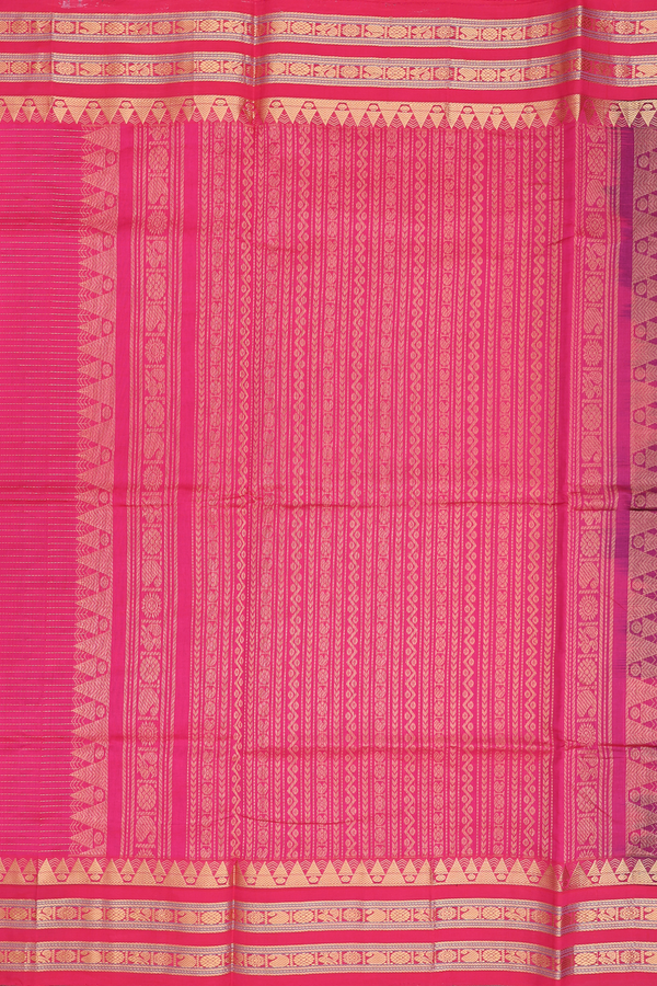 Traditional Silk Cotton Saree In Purple With Checks Design