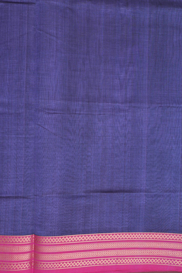 Silk Cotton Saree In Bluish Purple With Zari Buttas