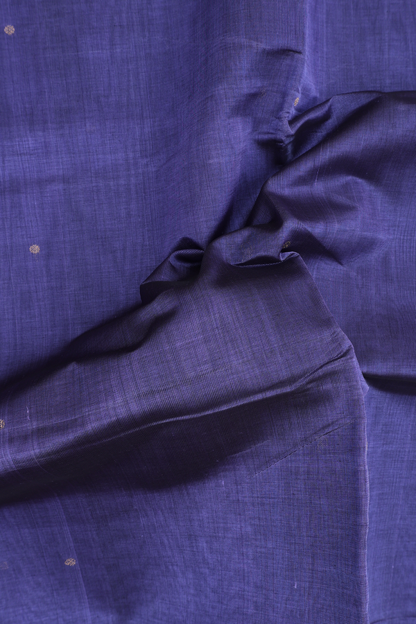Silk Cotton Saree In Bluish Purple With Zari Buttas