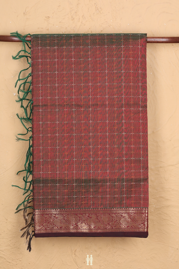 Traditional Silk Cotton Saree In Manthulir With Checks Design