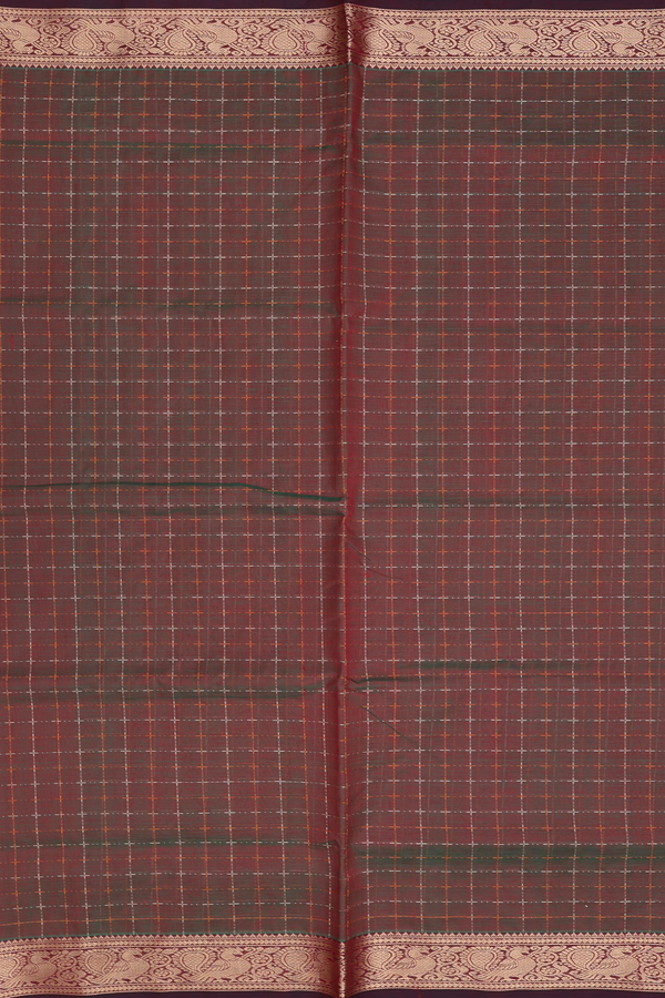 Traditional Silk Cotton Saree In Manthulir With Checks Design