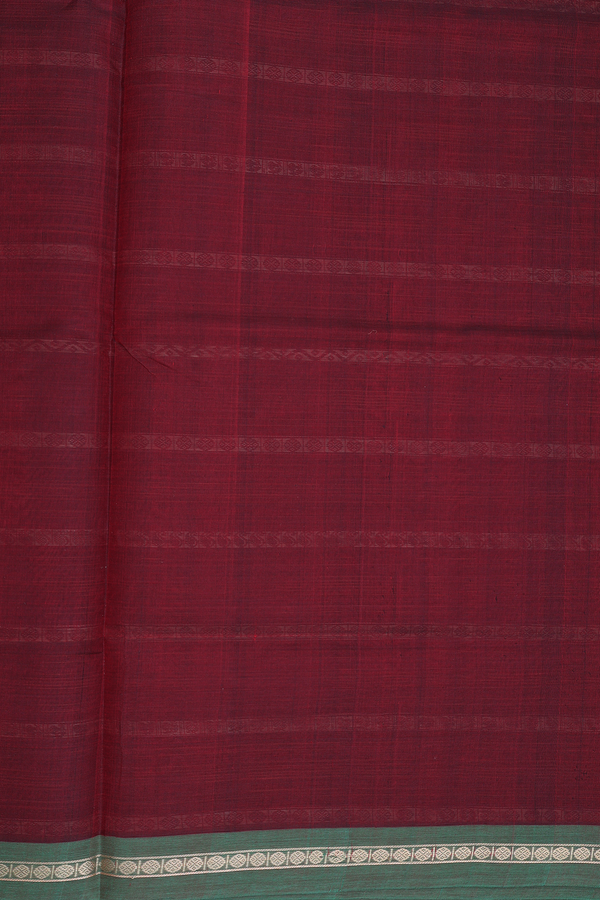 Traditional Silk Cotton Saree In Maroon With Stripes Design