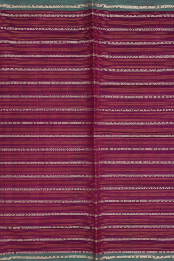 Traditional Silk Cotton Saree In Purple With Stripes Design