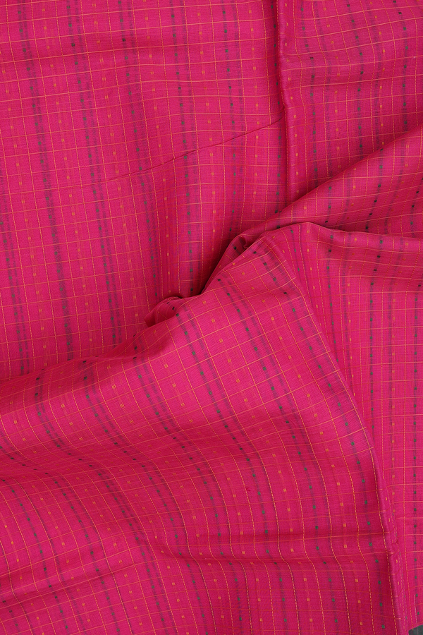 Traditional Silk Cotton Saree In Pink With Checks Design