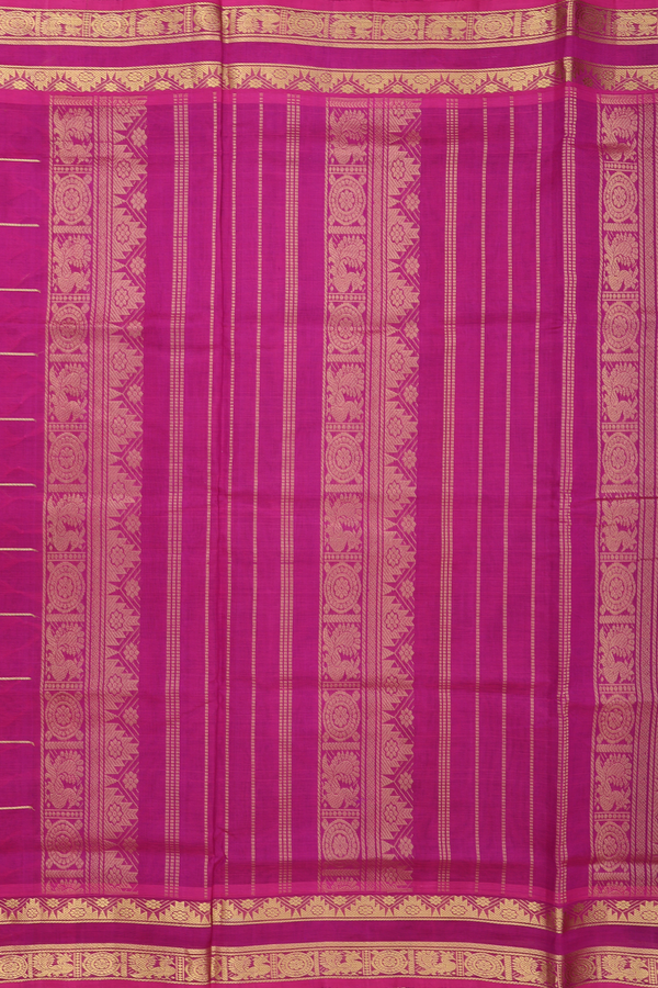 Silk Cotton Saree In Black Along Checks With Buttas