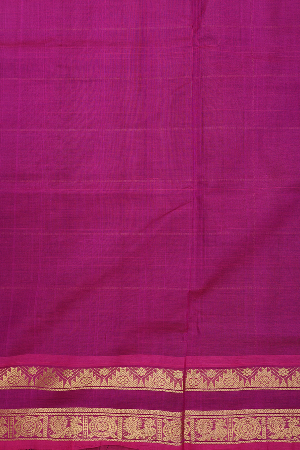 Silk Cotton Saree In Black Along Checks With Buttas