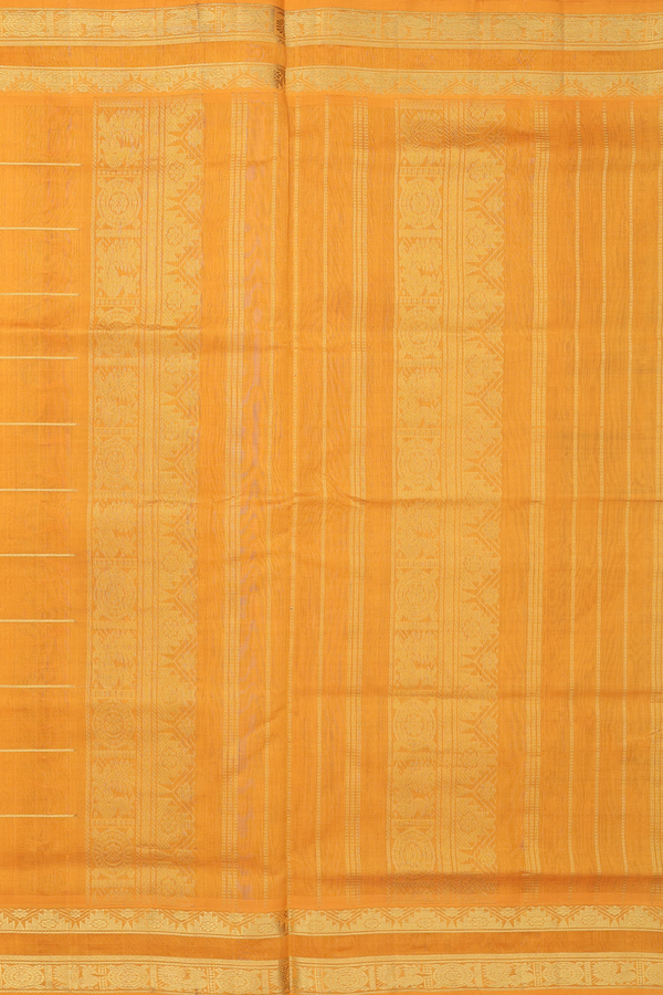 Silk Cotton Saree In Purple Along Checks With Buttas