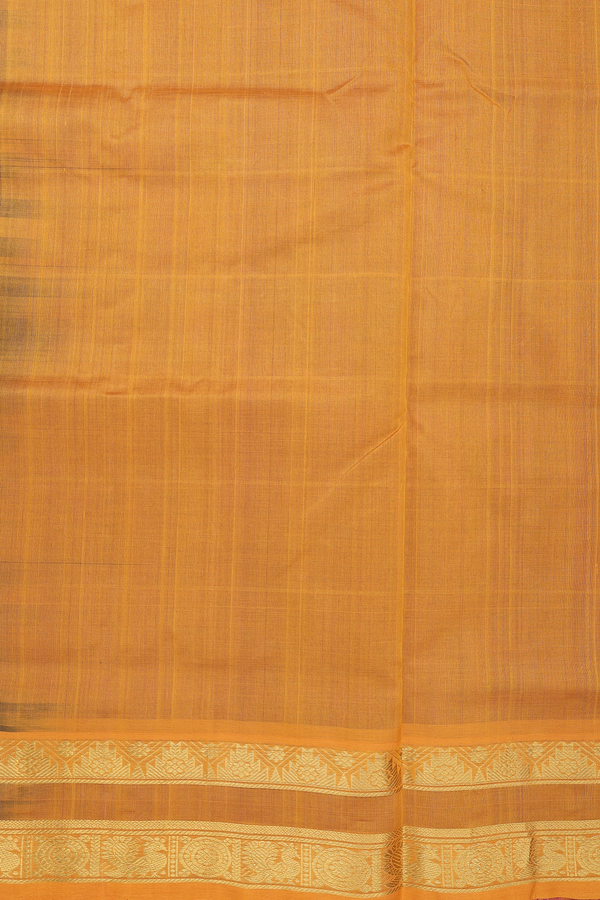 Silk Cotton Saree In Purple Along Checks With Buttas