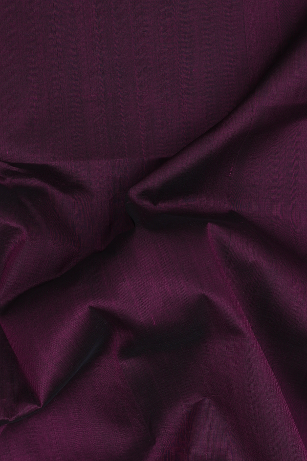 Silk Cotton Saree In Plum Purple With Contrast Border