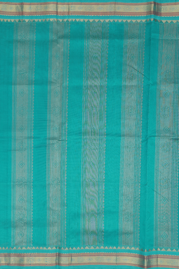 Silk Cotton Saree In Midnight Blue With Contrast Border