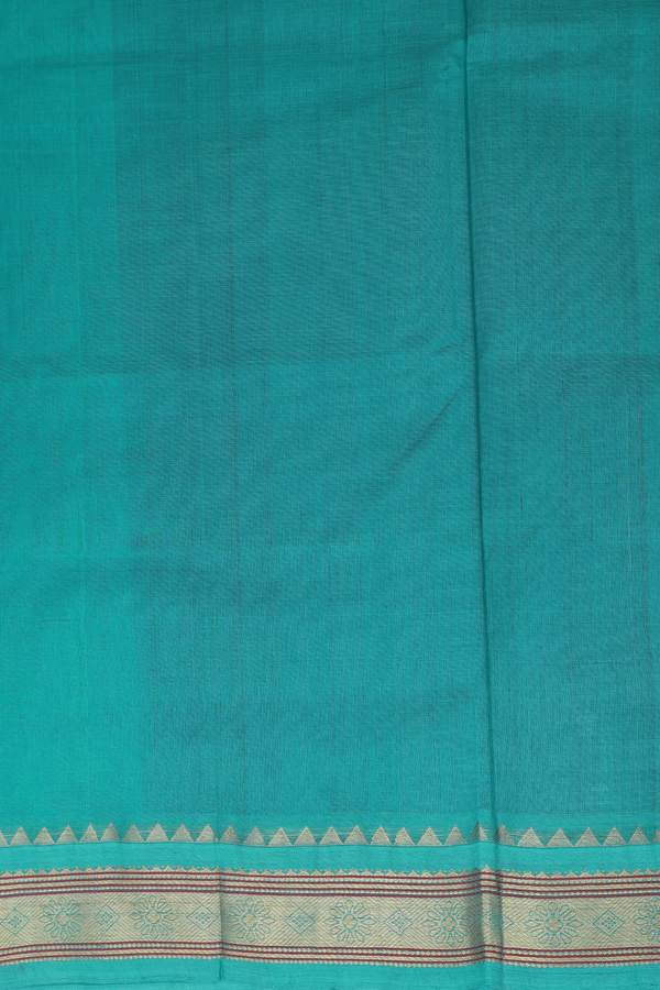 Silk Cotton Saree In Midnight Blue With Contrast Border