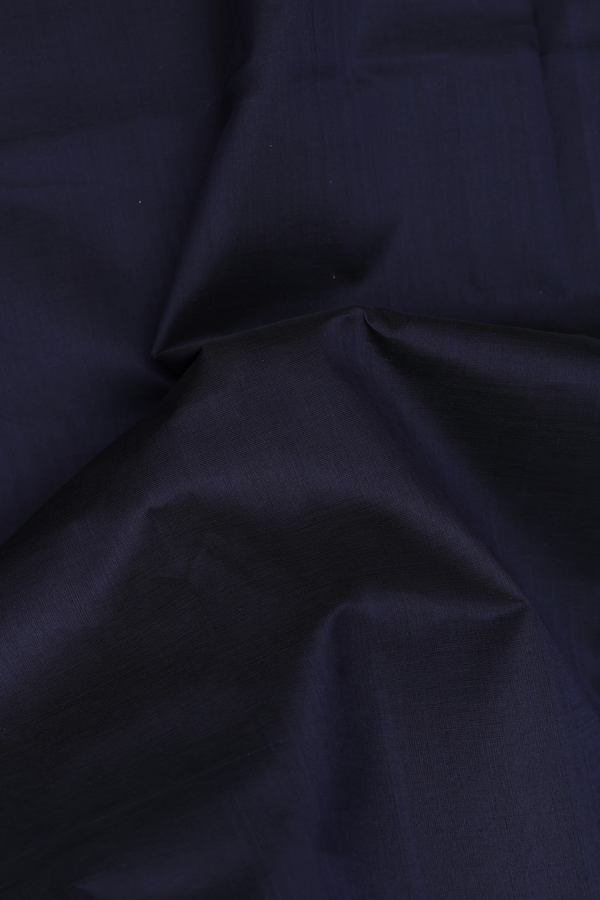 Silk Cotton Saree In Midnight Blue With Contrast Border