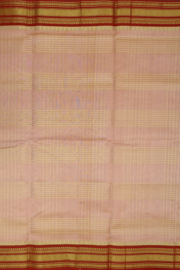 Traditional Silk Cotton Saree Brown With Checks Design