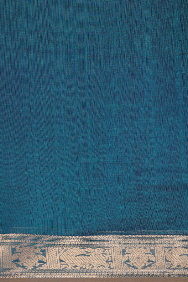 Traditional Silk Cotton Saree Teal Blue With Checks Design