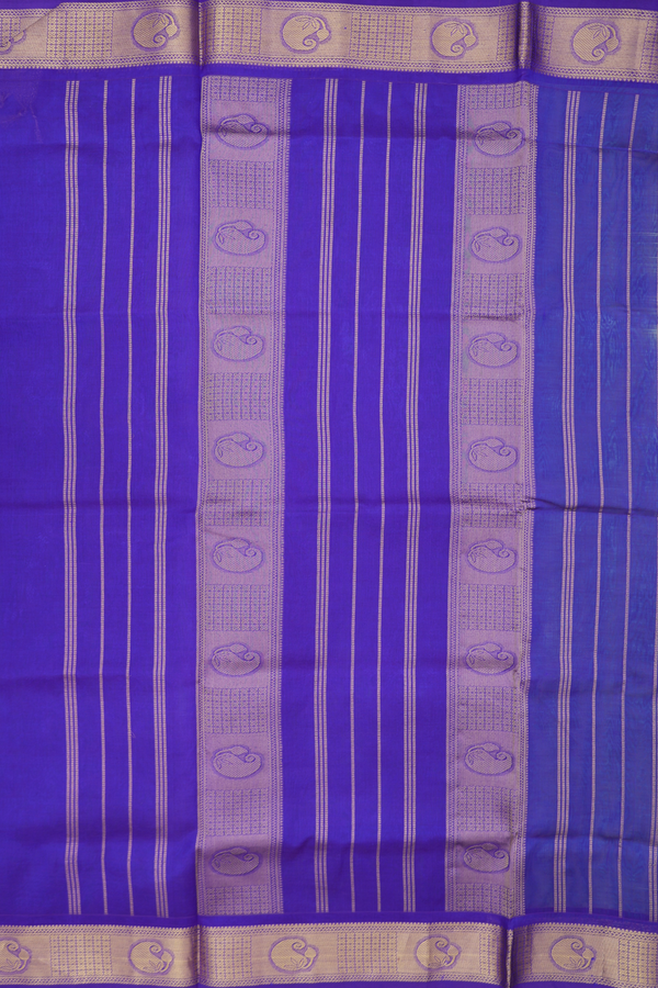 Silk Cotton Saree In Green With Paisley Design