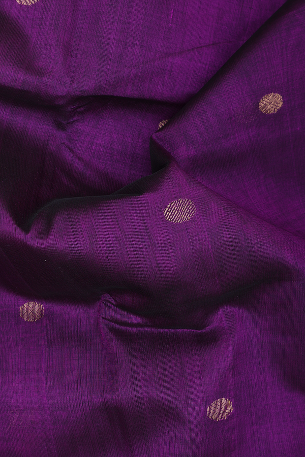Silk Cotton Saree In Purple With Rudraksh Buttas