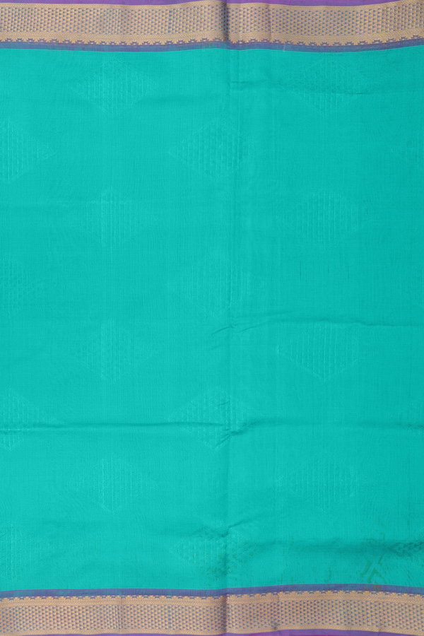 Silk Cotton Saree In Green With Diamond Design