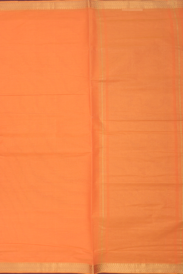 Mangalagiri Cotton Saree In Orange With Chevron Design