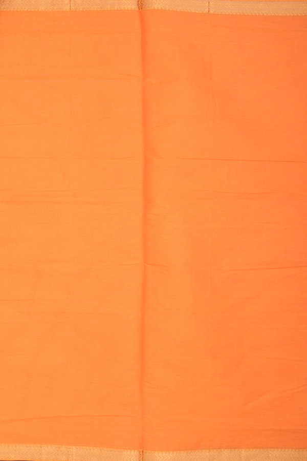 Mangalagiri Cotton Saree In Orange With Chevron Design